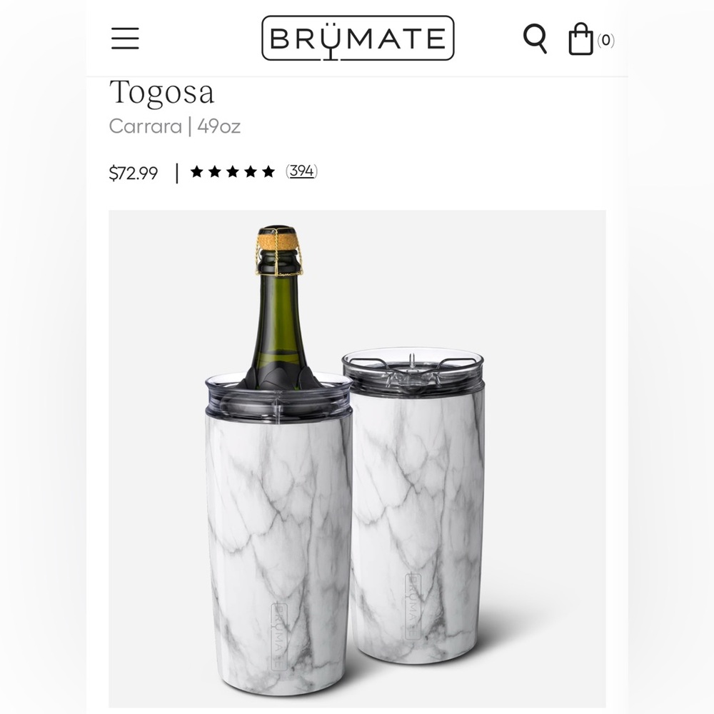 Togosa Carrara 49oz Tumbler - White Marble